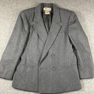 Vintage Sheridan Square Double Breasted Wool Blend Coat Womens 14 Gray Lined